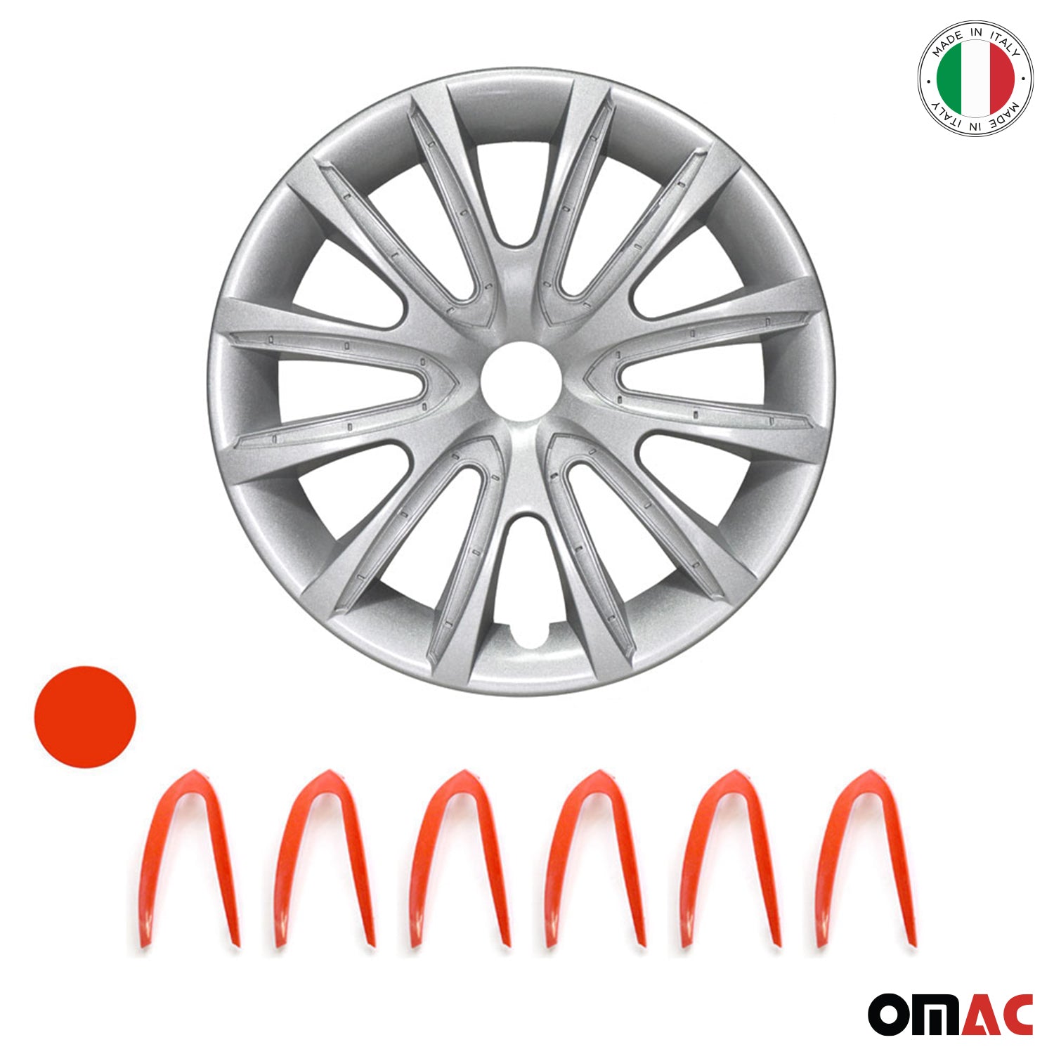 Bicolo Hub Caps Wheel Cover 15" Gray & Red Full Set 4 pcs.