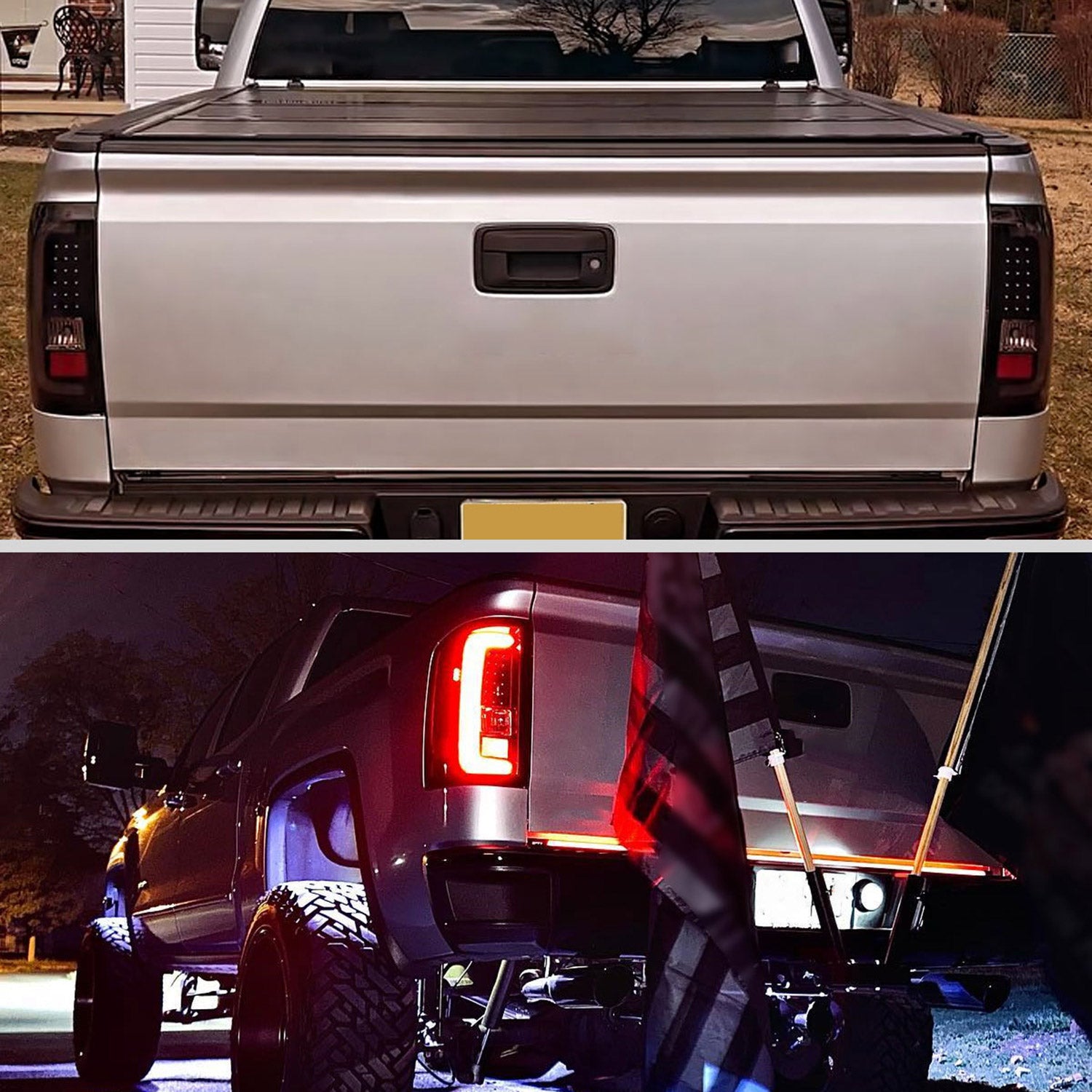 2014-2018 GMC Sierra 1500/2500HD/3500HD LED Tail Lights Glossy Black/Smoke