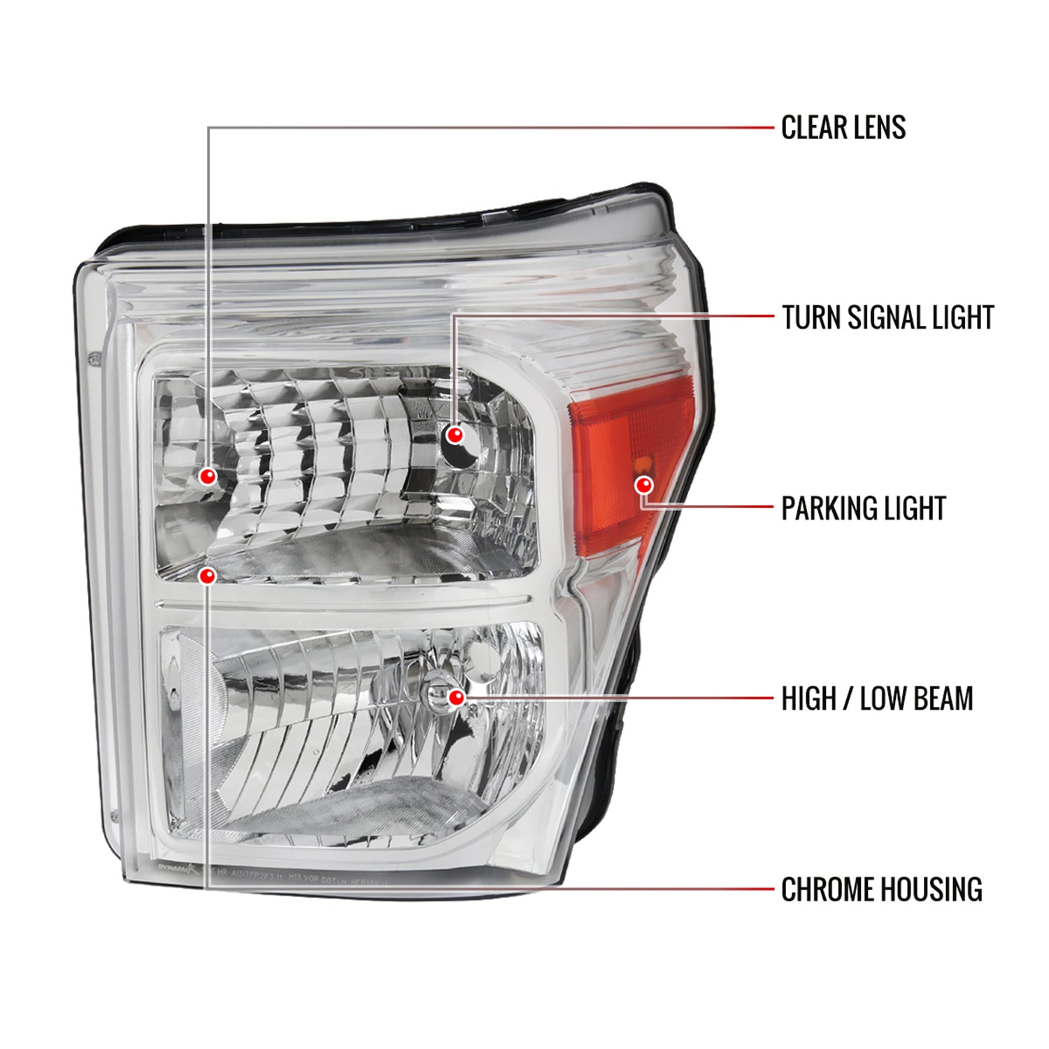2011-2016 Ford F-250/350/450/550 Super Duty Factory Headlights Amber / Chrome