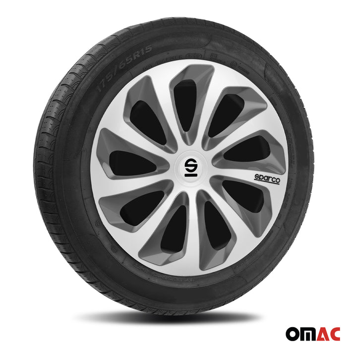14" Sparco Sicilia Wheel Covers Hubcaps Silver Gray 4 Pcs