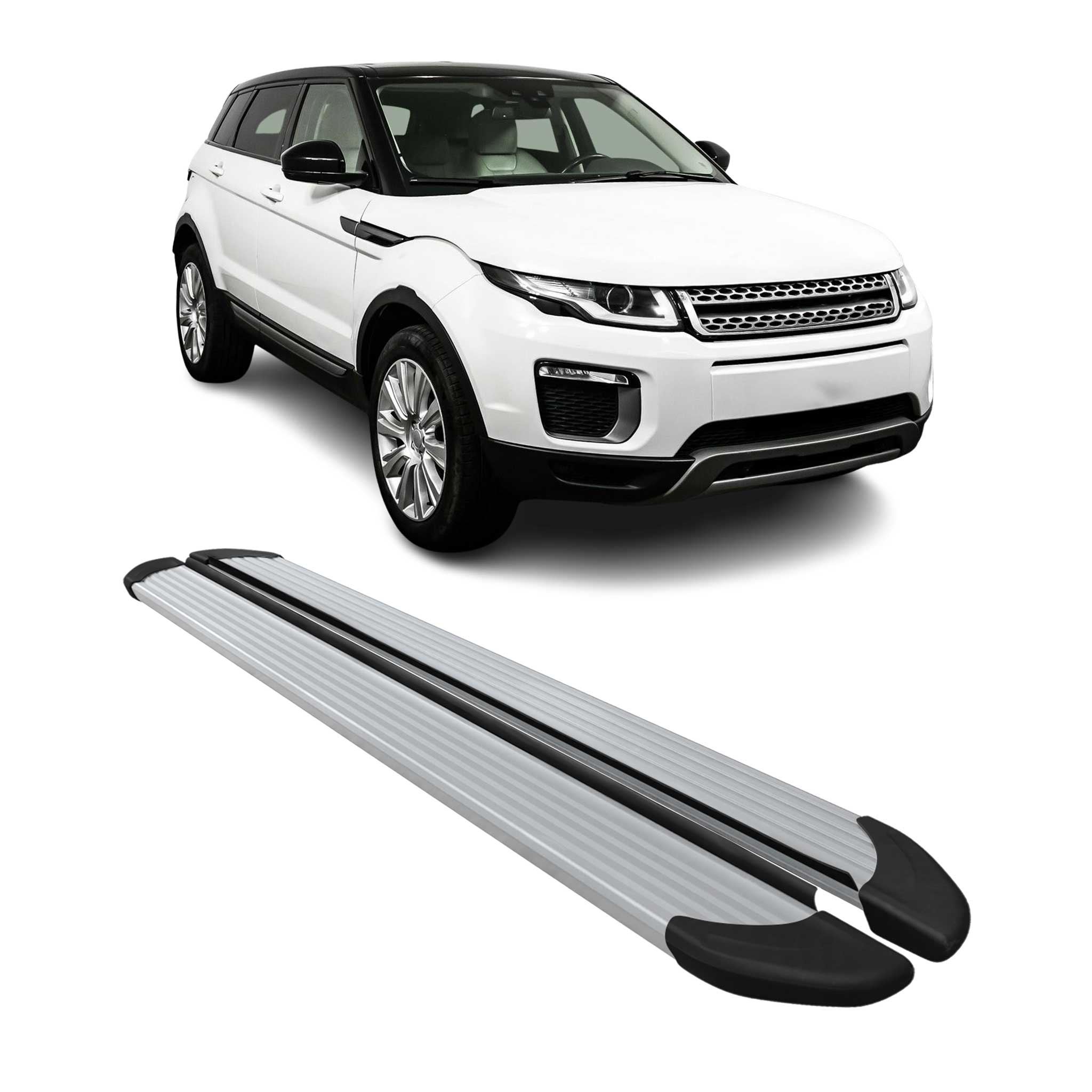 2012-2019 Land Rover Range Rover Evoque Running Boards Side Steps Silver