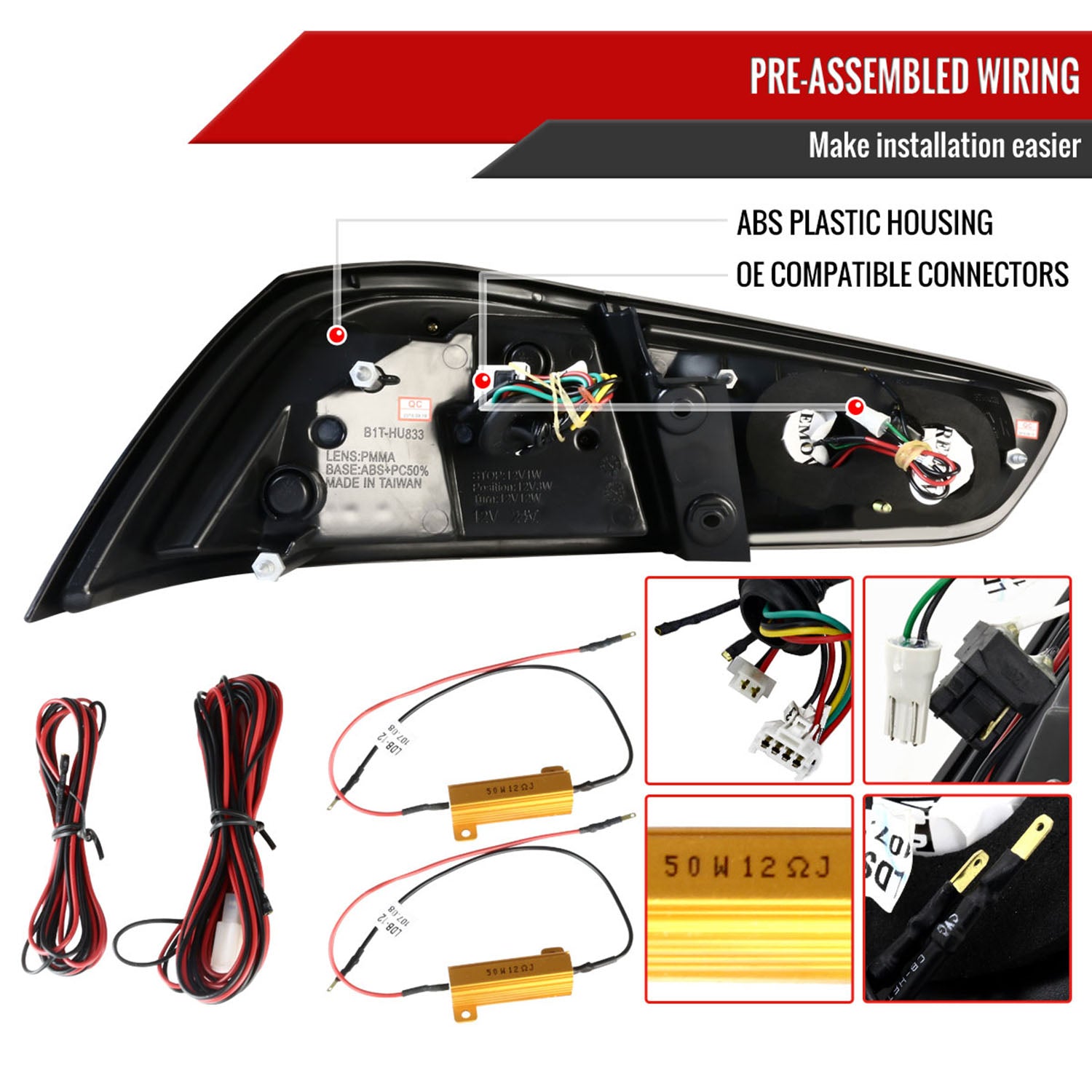 2008-2017 Mitsubishi Lancer / Lancer EVO X Red Bar LED Tail Lights Black/Red