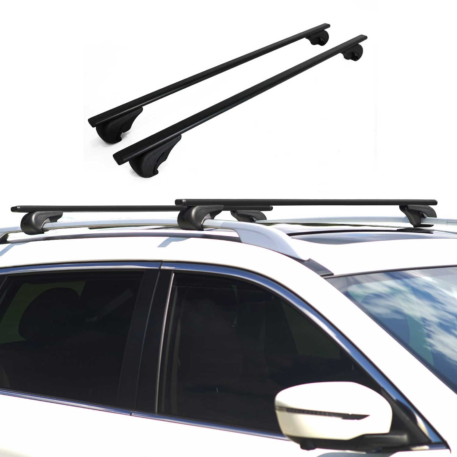 Roof Rack Cross Bars Durable for Volkswagen Golf Hatchback 1999-2006 Black 2Pcs