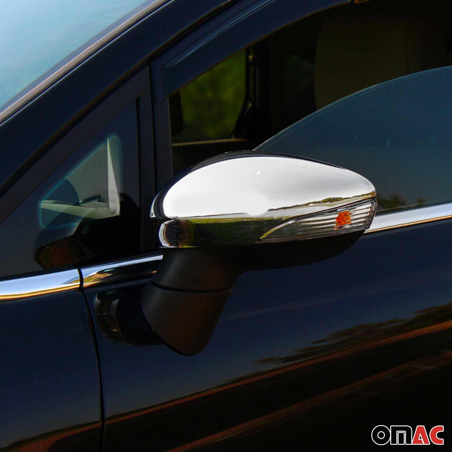 2011-2019 Ford Fiesta Side Mirror Cover Caps Stainless Steel Silver 2 Pcs