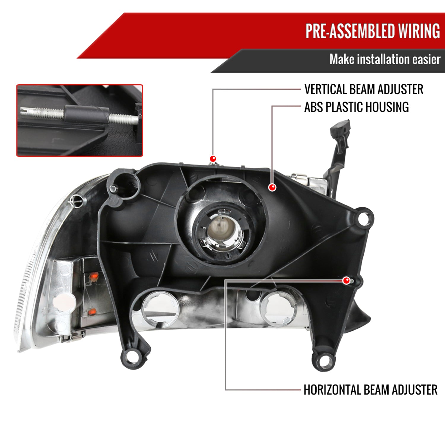 1997-2004 Dodge Dakota/98-2003 Durango Crystal Headlights Amber Reflector Chrome