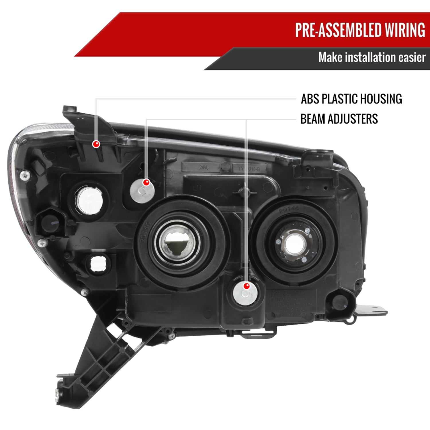 2006-2009 Toyota 4Runner SR5 Limited Projector Headlights Matt Black/Clear