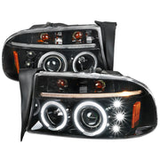 1997-2004 Dodge Dakota/ 98-2003 Durango Dual Halo Projector Headlights Jet Black