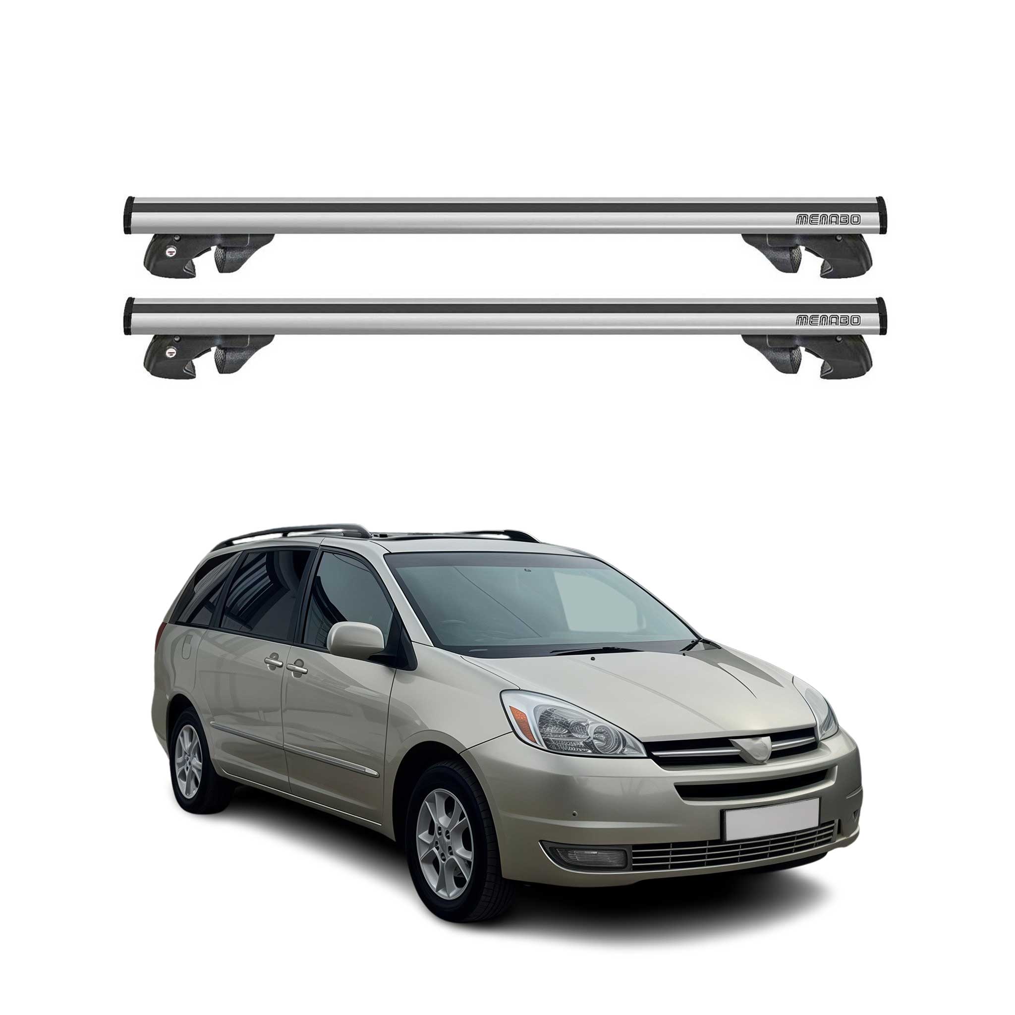 2004-2010 Toyota Sienna Roof Rack Cross Bars Silver