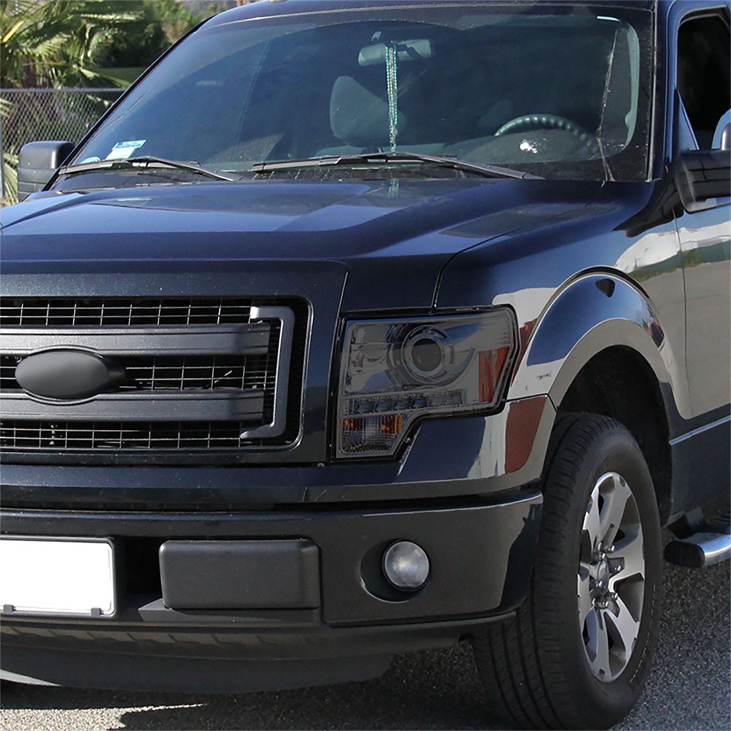 2009-2014 Ford F-150 Projector Headlights w/ LED Light Strip Chrome/Smoke Lens