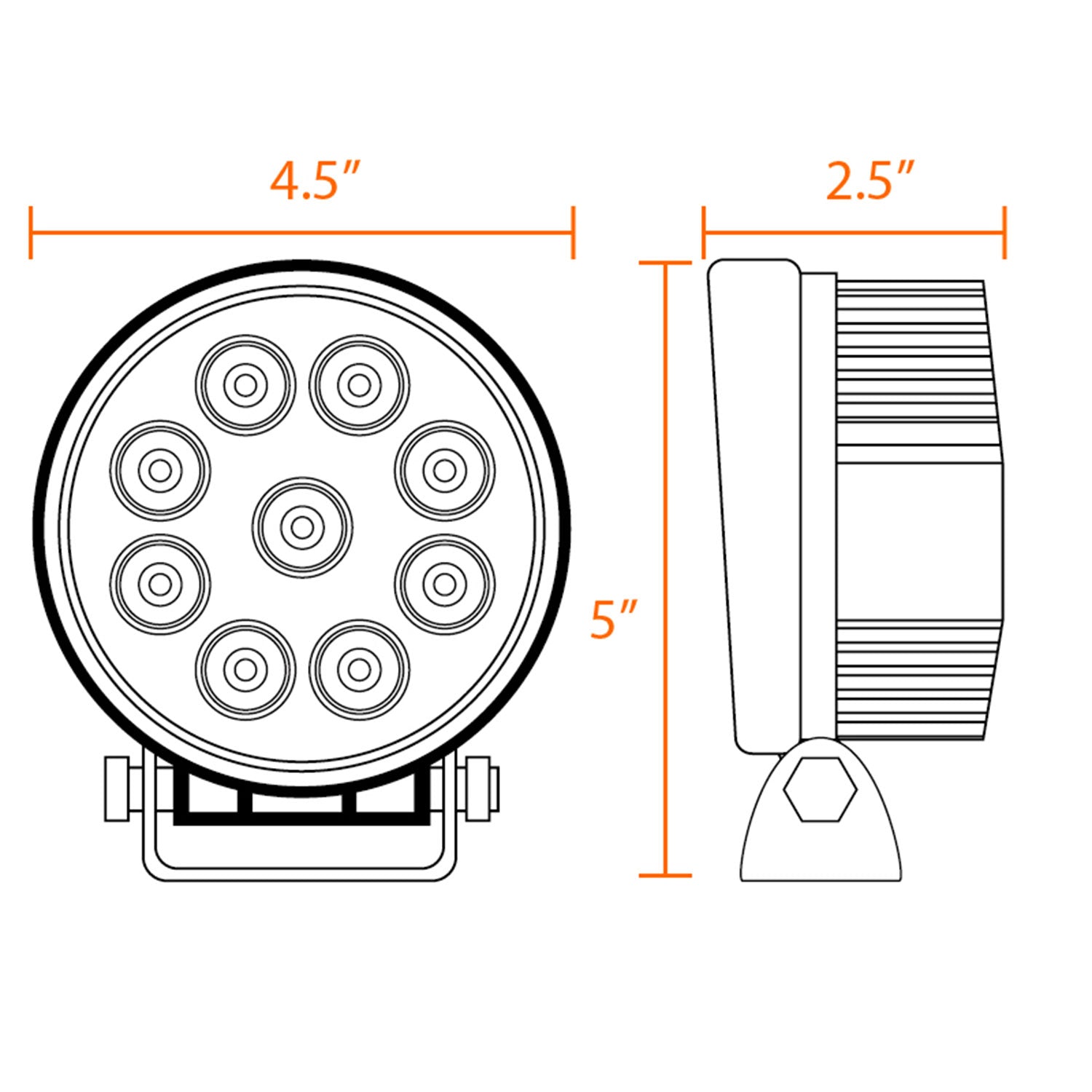 Universal Off Road 6000K Flood Beam 27W 9-LED Round Fog Light 4Pcs Black Alu