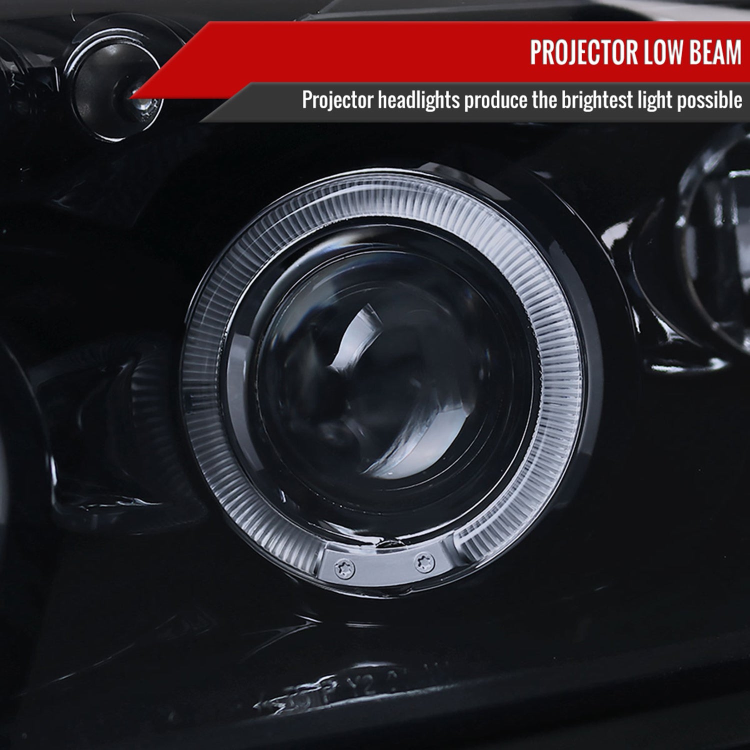 2007-2012 Dodge Caliber Dual Halo Projector Headlights Glossy Black/Smoke Lens