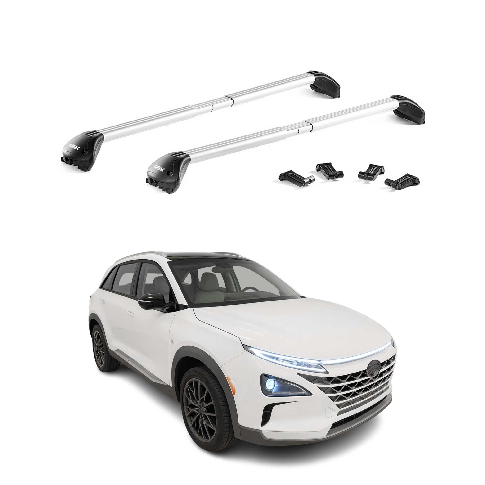 2019-2023 Hyundai Nexo Roof Rack Cross Bars Silver Carrier 2 Pcs