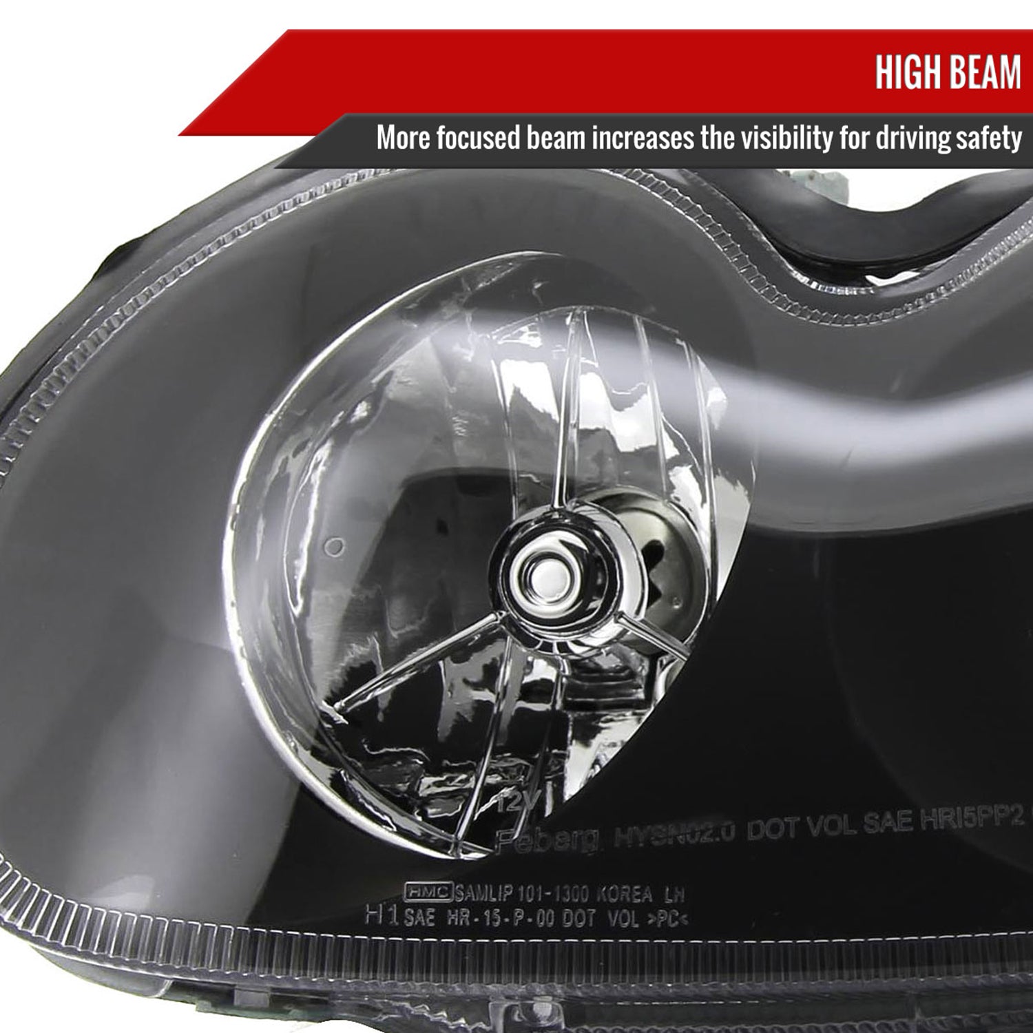 2002-2005 Hyundai Sonata Projector Headlights Matte Black Housing/Clear Lens