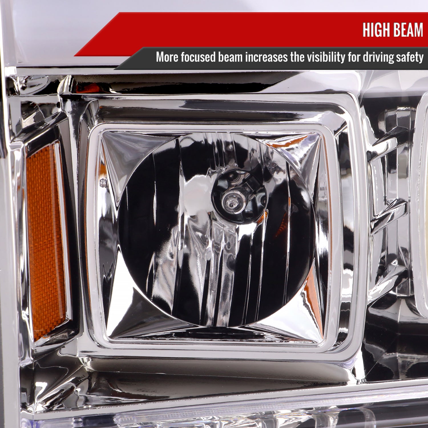 1999-2004 Ford F-250/350/450/550 /2000-2004 Excursion LED Bar Headlights Chrome