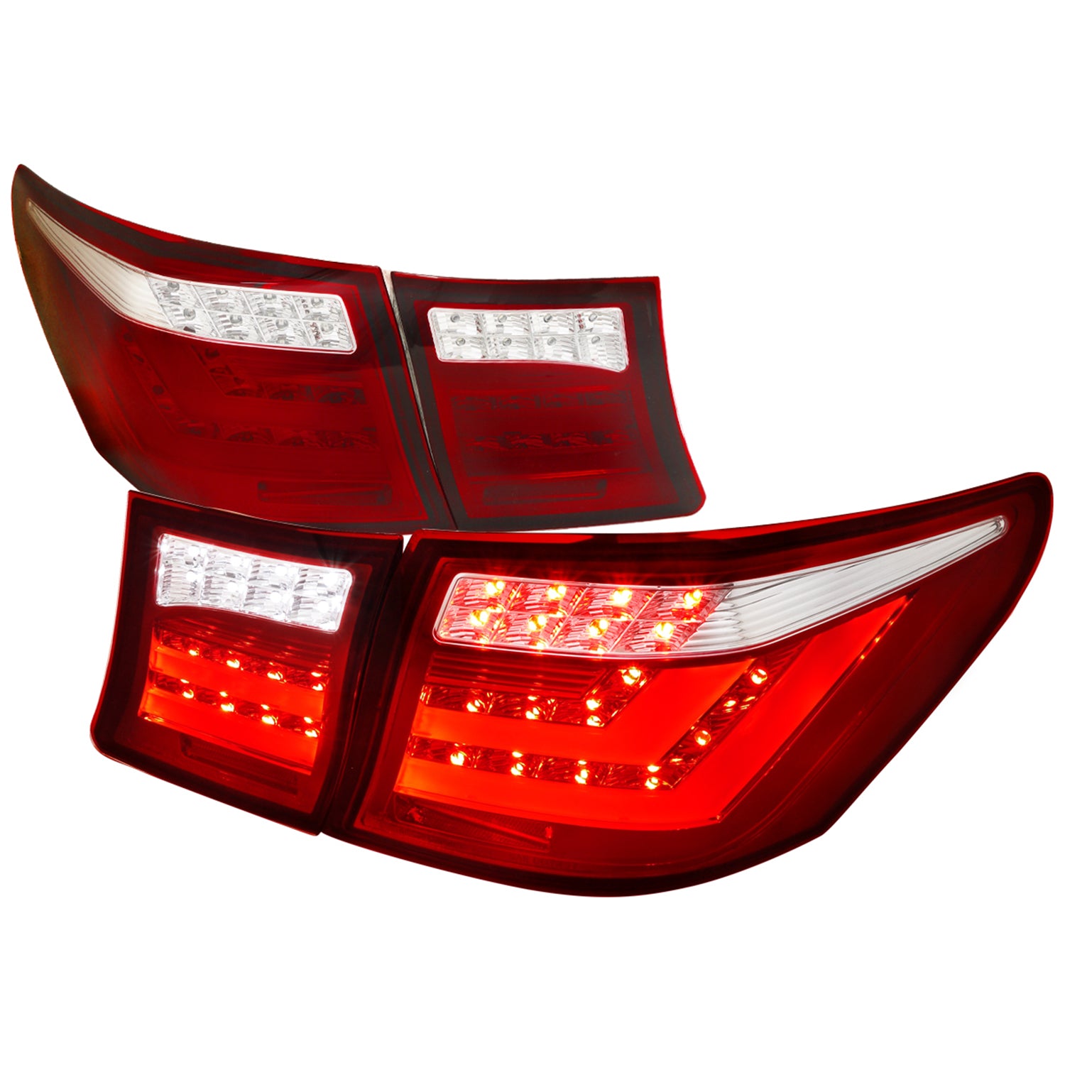 2007-2009 Lexus LS460 LED Tail Lights & Trunk Lights Chrome Housing/Red Lens
