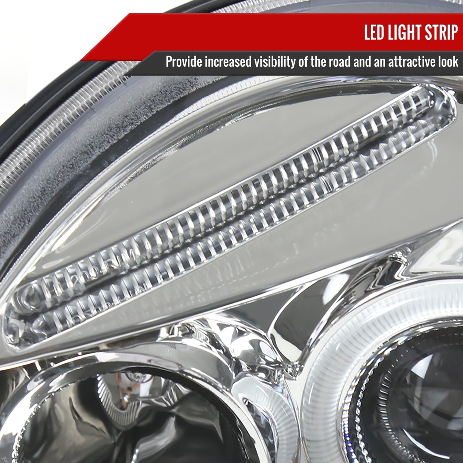 1998-2005 VW Beetle Halo Projector Headlights Chrome/Clear Lens