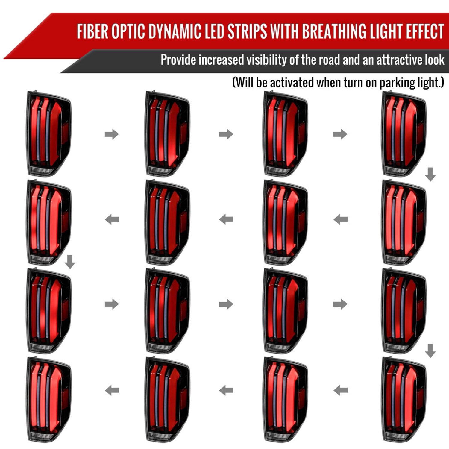 2014-2021 Toyota Tundra Facelift Full LED Tail Lights Turn Signal Jet Black