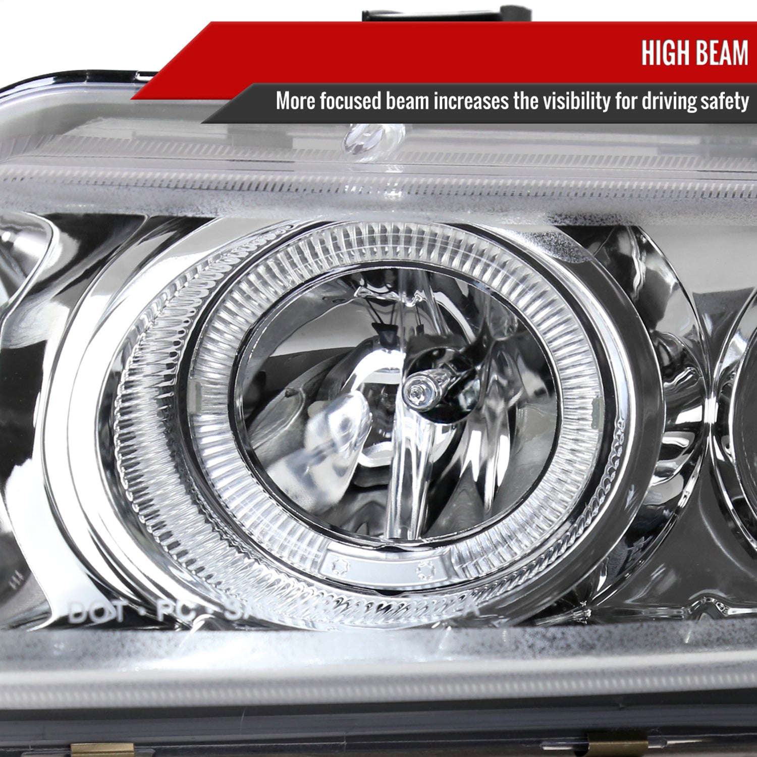 1997-2000 Dodge Avenger Chrysler Sebring Coupe Dual Halo Headlights Chrome