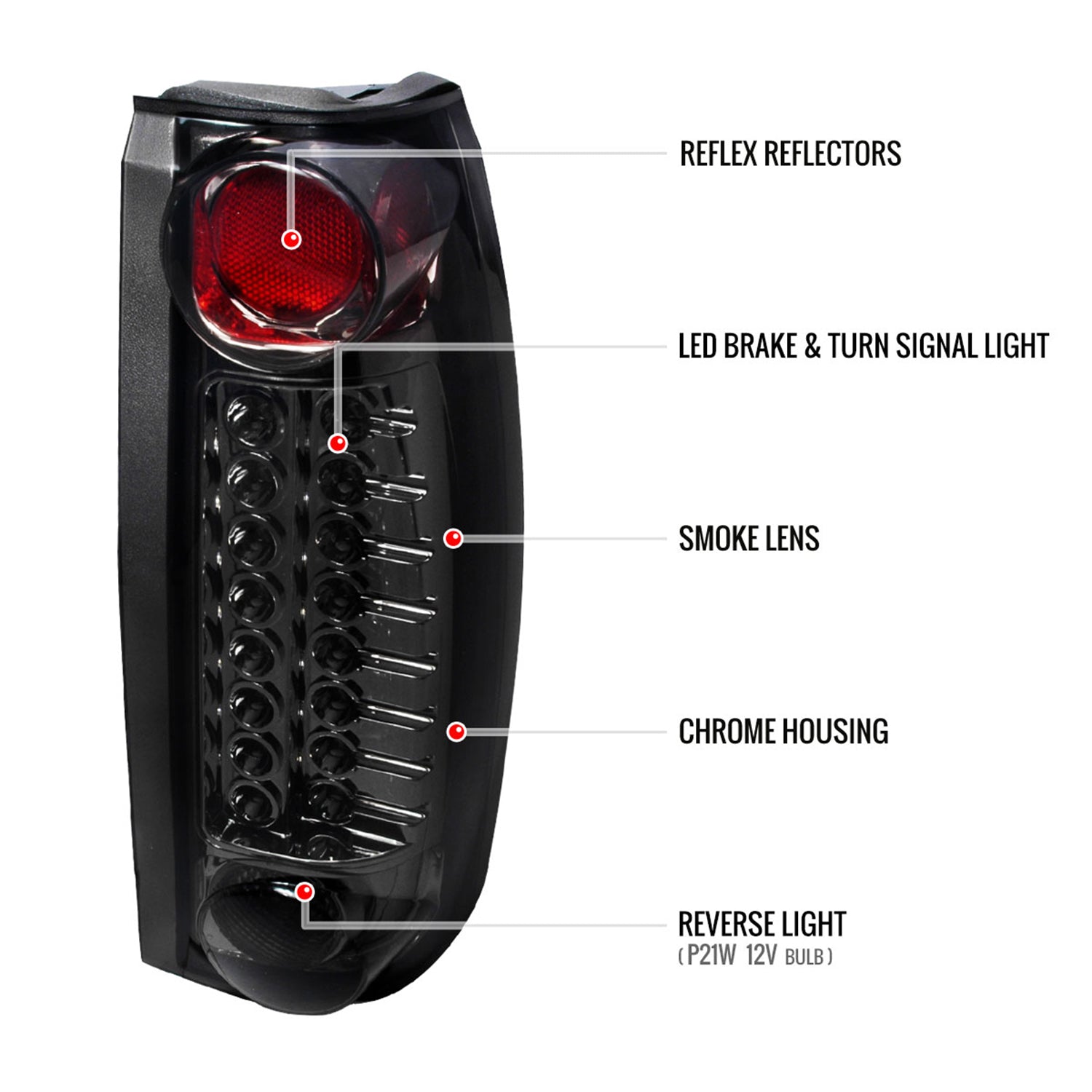 1988-2000 Chevy Silverado/Tahoe/Suburban/Sierra/Yukon LED Tail Lights Smoke