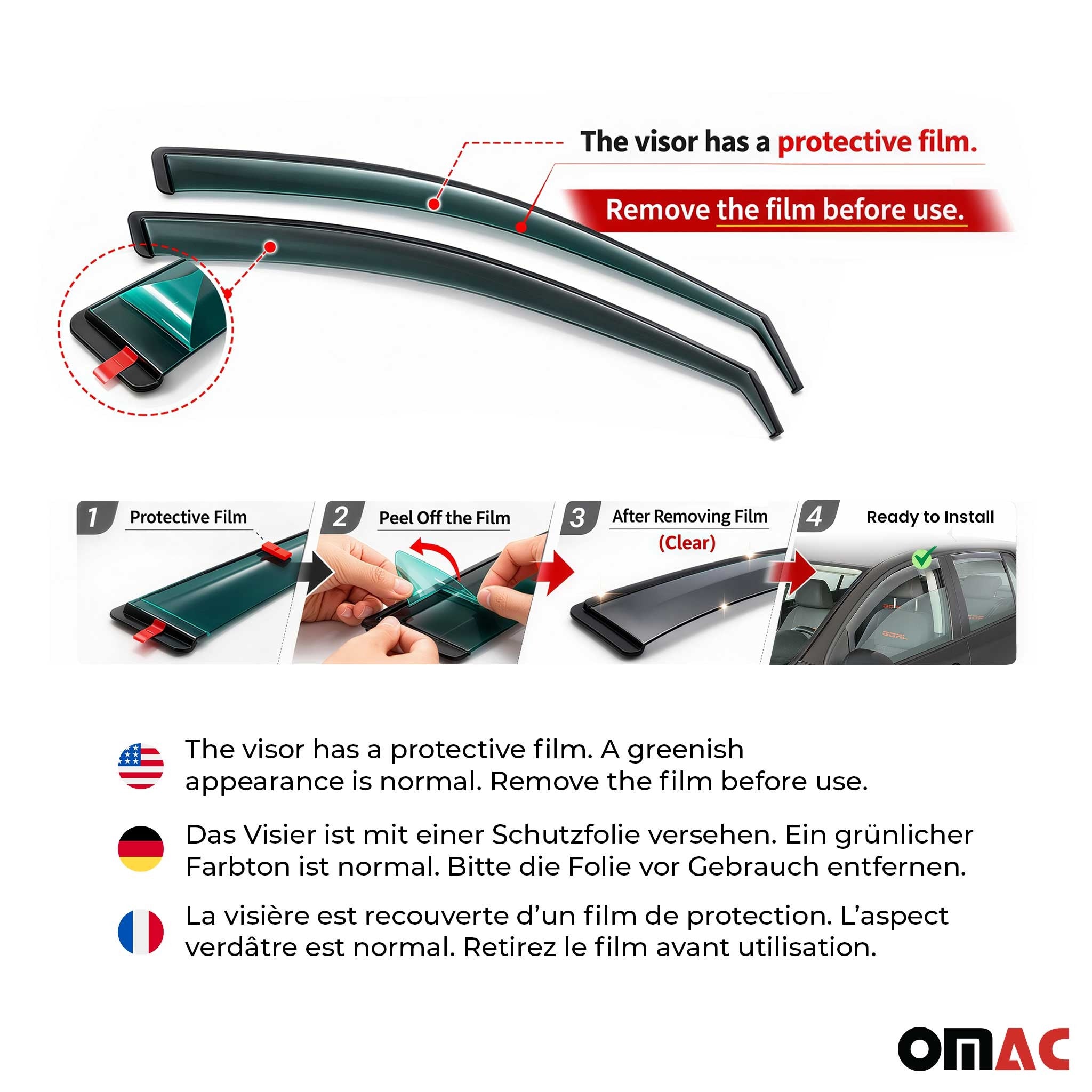 2012-2019 BMW 3 Series F30 F31 Window Visor Vent Rain Deflector 2Pcs Smoke