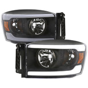 2006-2008 Dodge Ram 1500/ Ram 2500 3500 LED Headlights Amber Reflector Black