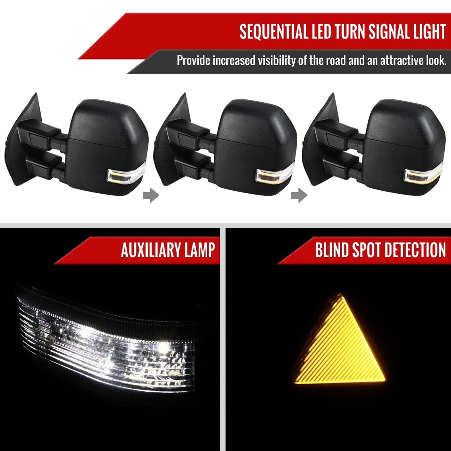 2017-2019 Ford F-250/350/450/550 Heated Towing Mirrors & LED Turn Signal