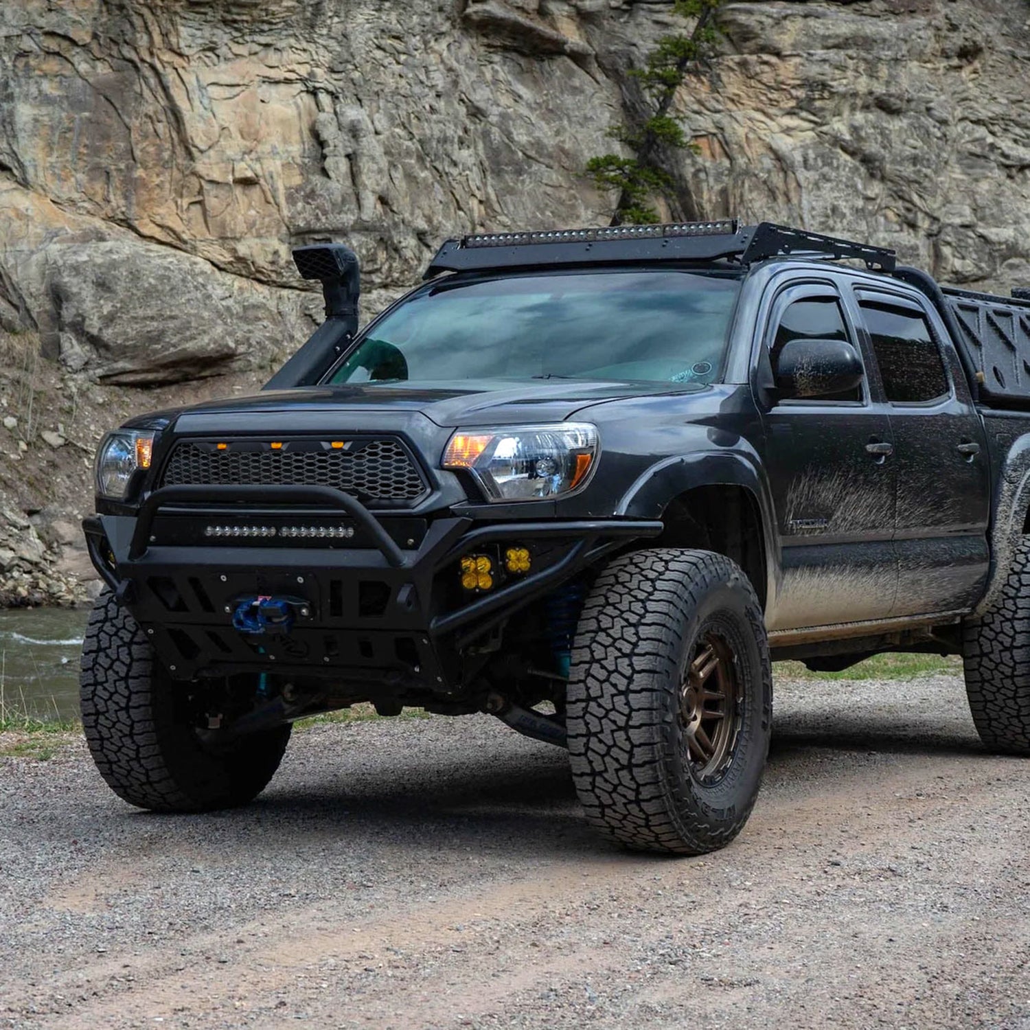2012-2015 Toyota Tacoma Matte Black Mesh Replacement Grille w/ LED Lights
