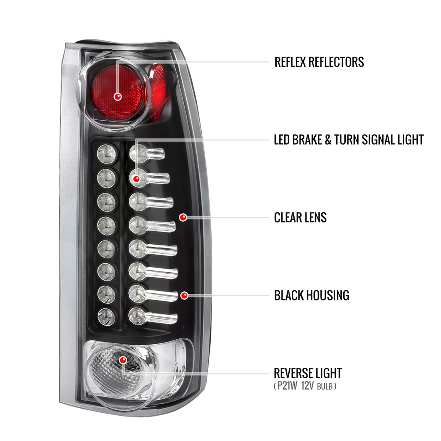 1988-2000 Chevy Silverado/Tahoe/Suburban/Sierra/Yukon LED Tail Lights Black