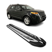 2011-2019 Ford Explorer Running Boards Side Steps Silver & Black
