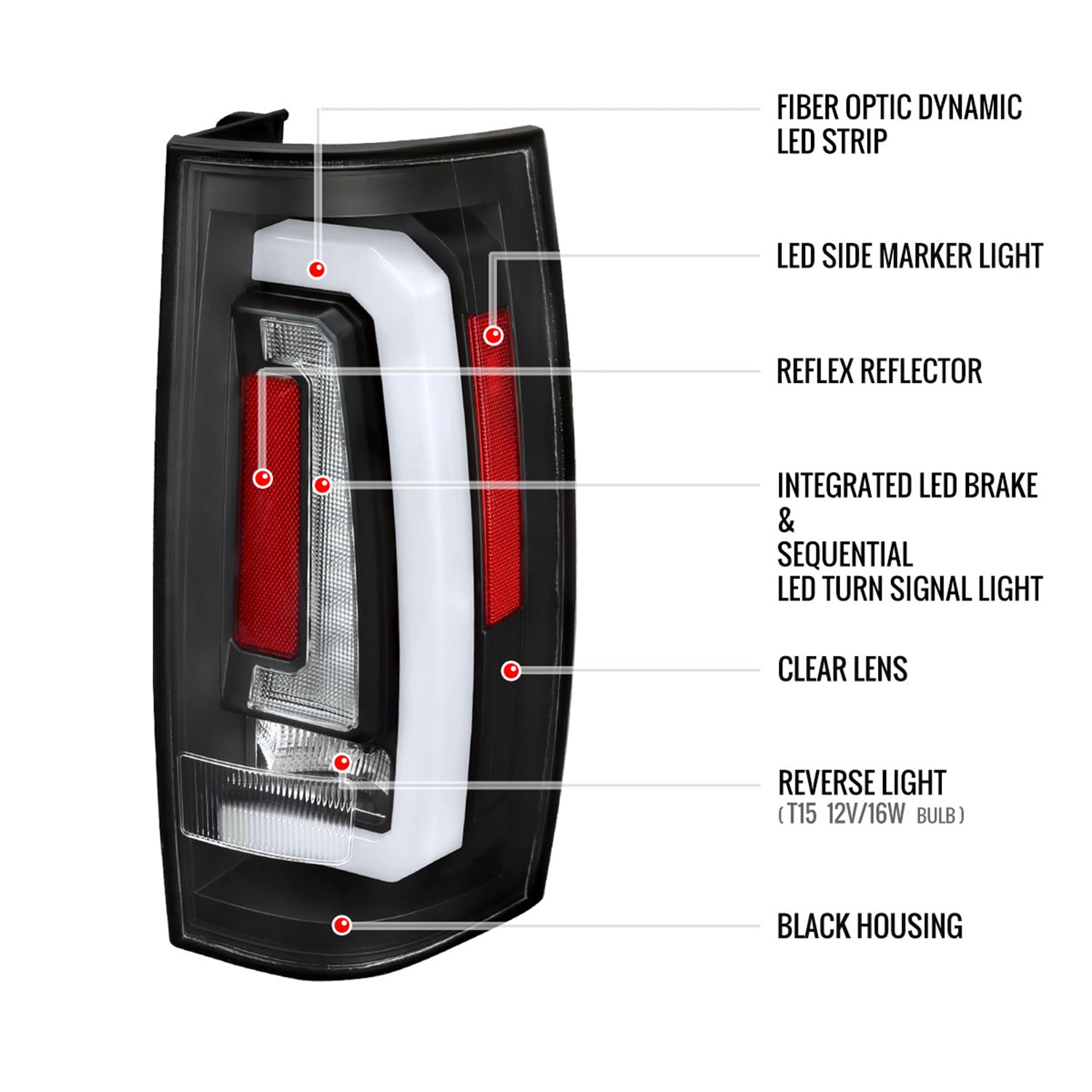 2007-2014 Chevy Tahoe/Suburban/Yukon/Denali LED Signal Tail Lights Matt Black