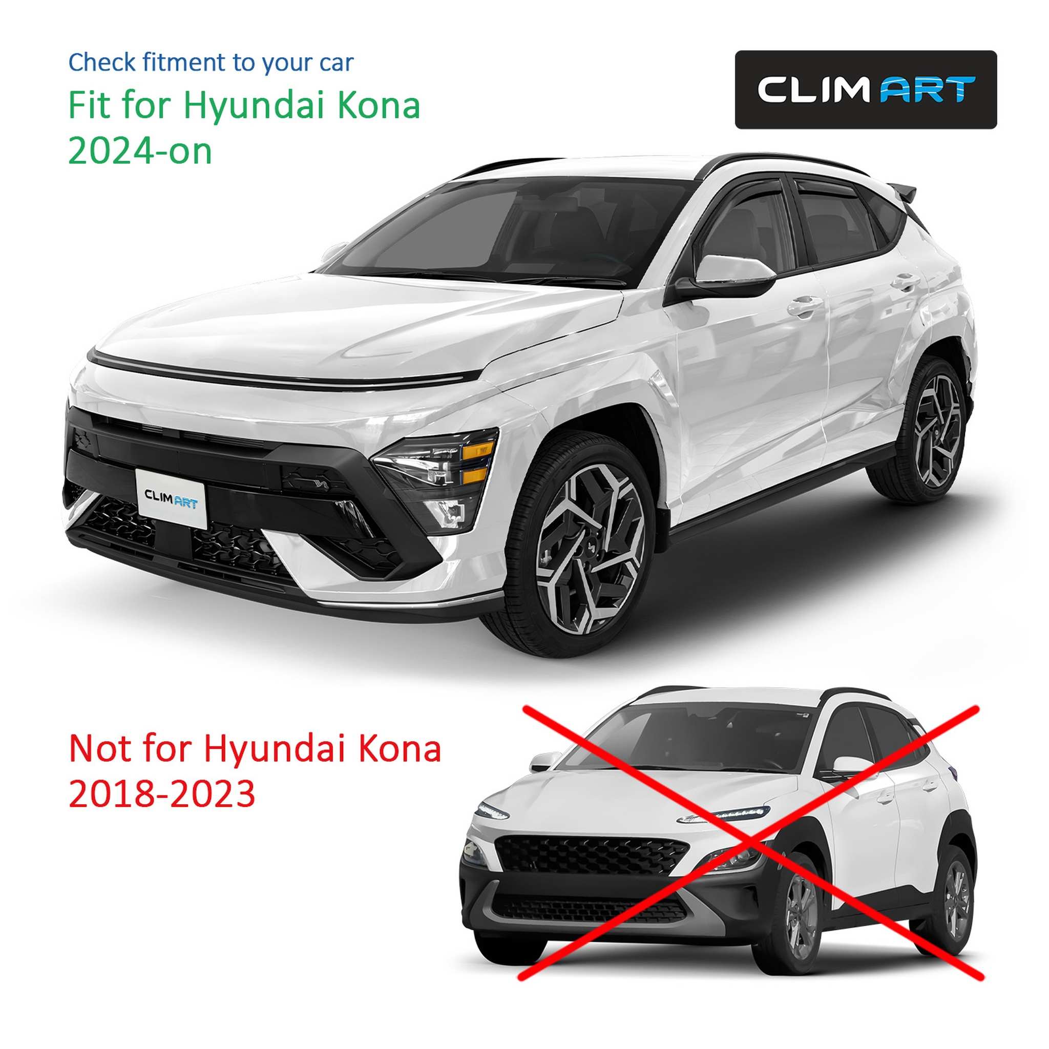 Clim Art Wind Deflectors for Hyundai Kona 2024-2026 In-channel Dark Smoke 4Pcs