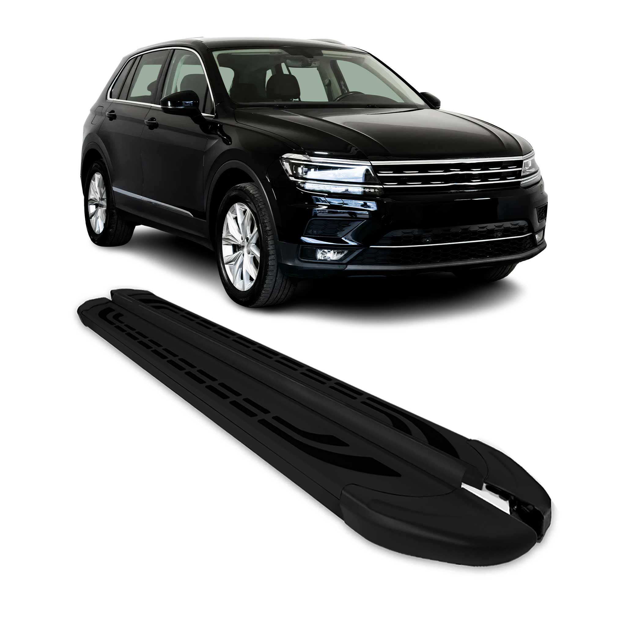 Running Boards Side Step Nerf Bars for Volkswagen Tiguan 2018-24 Aluminium Black