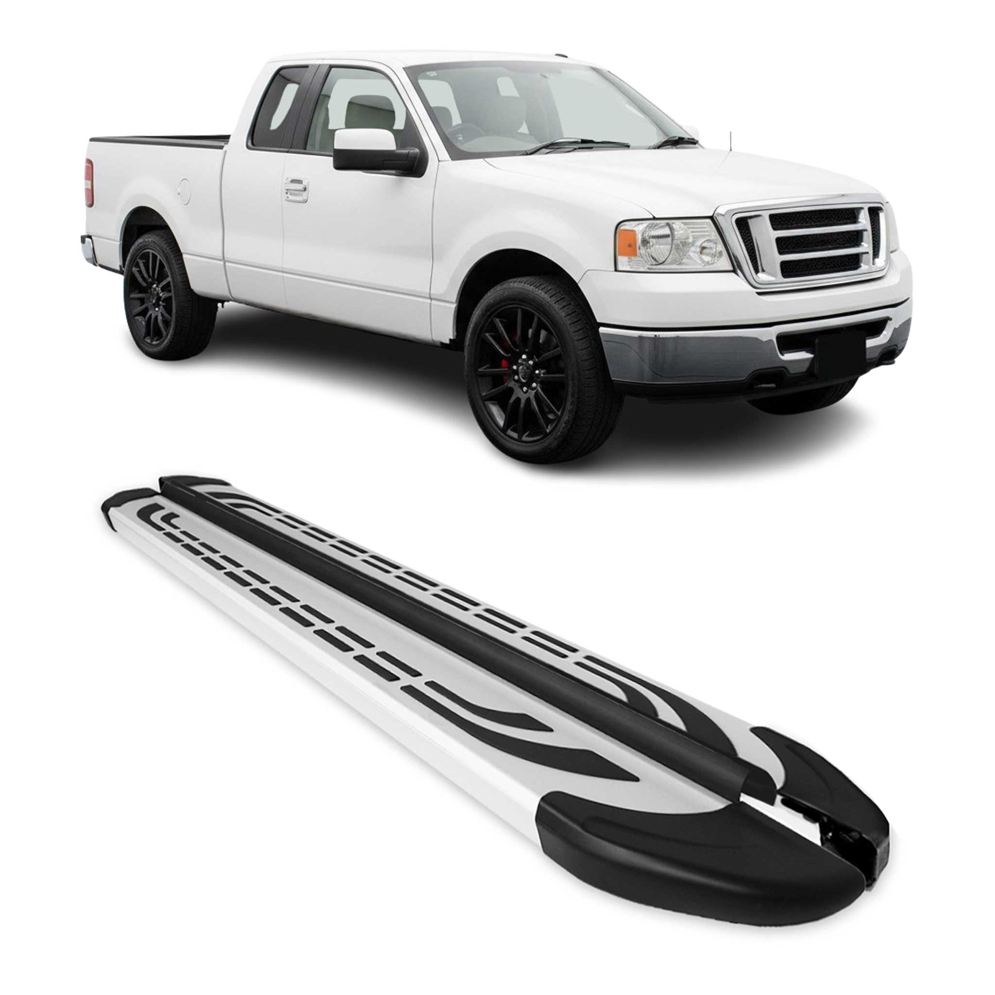 2004-2014 Ford F-150 Super Cab Nerf Bar Side Step Running Boards Alu 2x