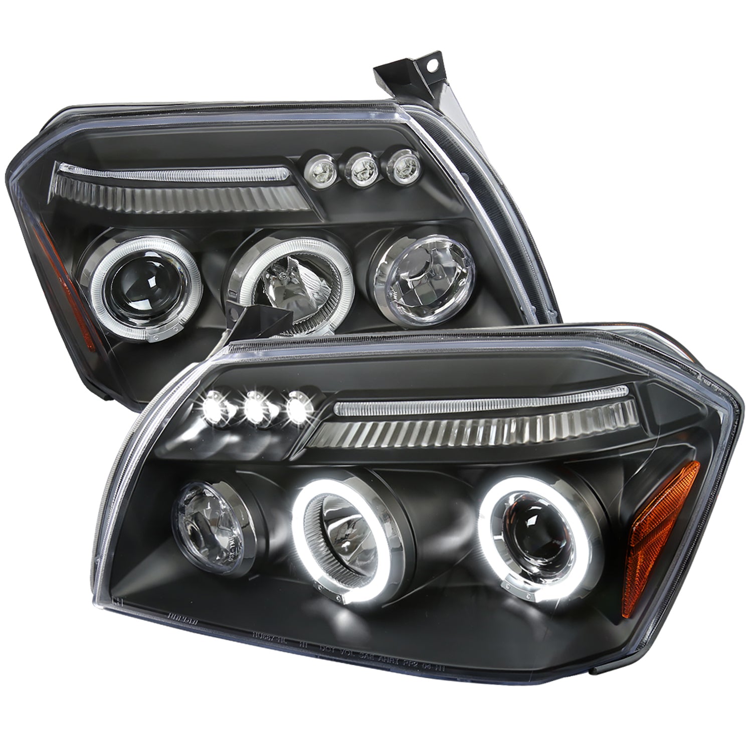 2005-2007 Dodge Magnum Dual Halo Projector Headlights Matte Black/Clear Lens