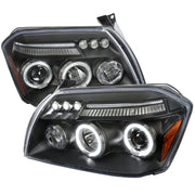 2005-2007 Dodge Magnum Dual Halo Projector Headlights Matte Black/Clear Lens