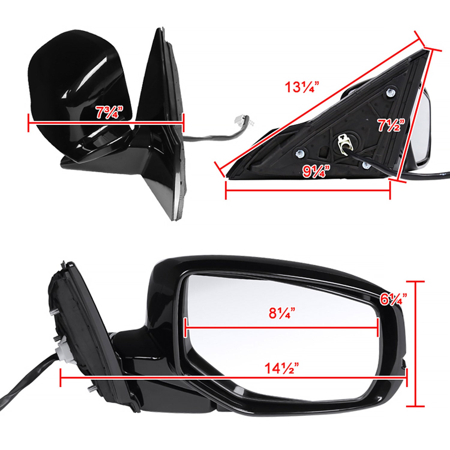 2013-2017 Honda Accord Heated/Defrost 7Pin Black Side Mirror Passenger Side