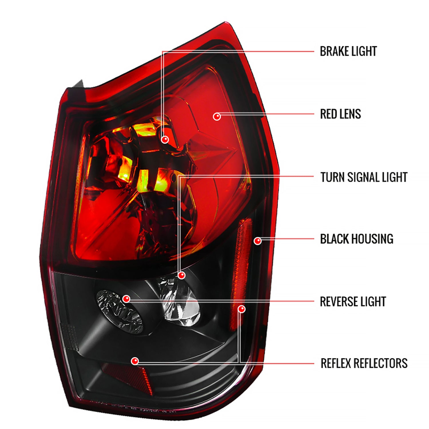 2005-2008 Dodge Magnum Tail Lights Matte Black Housing/Red Clear Lens