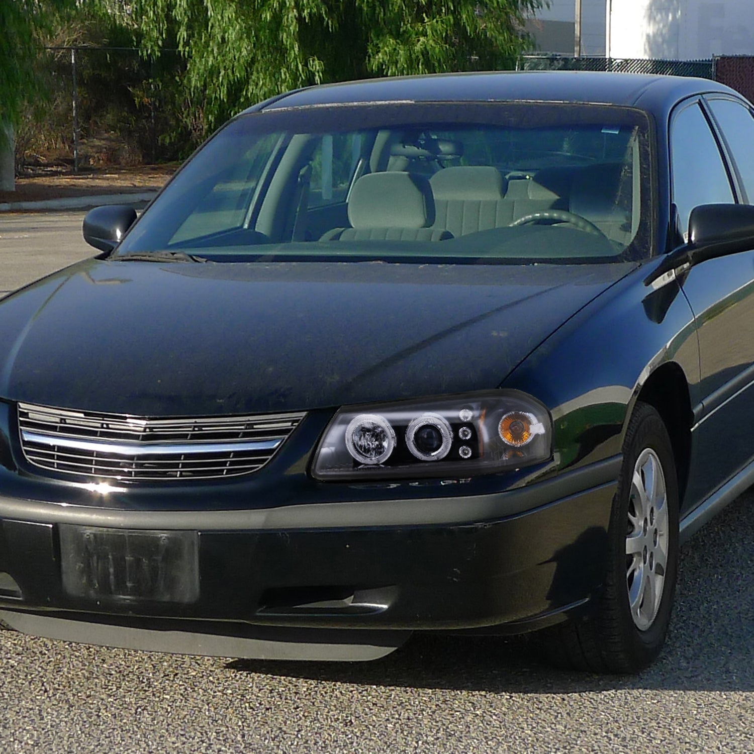 2000-2005 Chevy Impala Dual Halo Projector Headlights Glossy Black/Smoke Lens