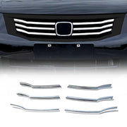 2008-2011 Honda Accord Sedan Front Bumper Grill Trim Molding Silver 6 Pcs