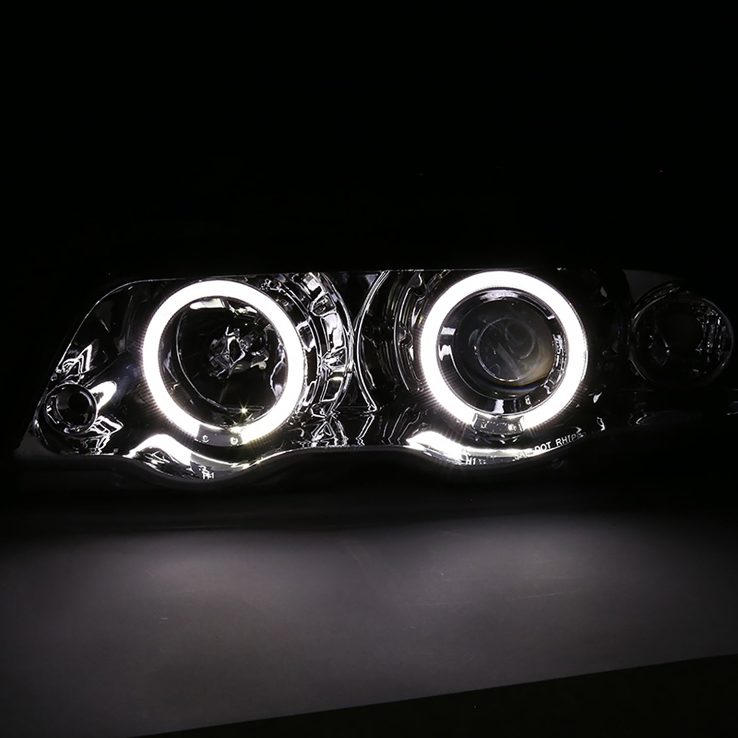 1999-2001 BMW E46 3 Series Sedan Dual Halo Projector Headlights Chrome/Clear
