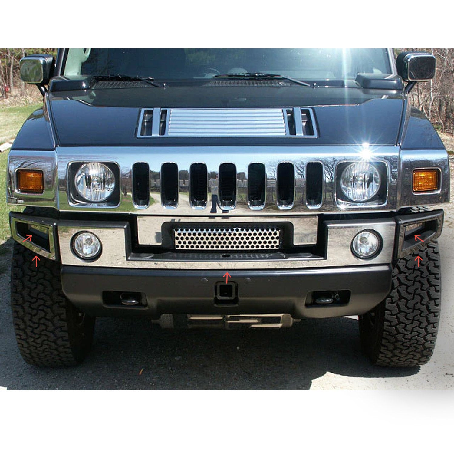 2003-2009 Hummer H2 Stainless Steel Front Bumper Accent 5 Pcs