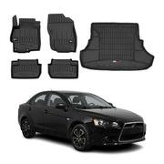 2008-2017 Mitsubishi Lancer Sedan Premium Floor Mats & Cargo Liner Full Set All Weather Heavy Duty Black
