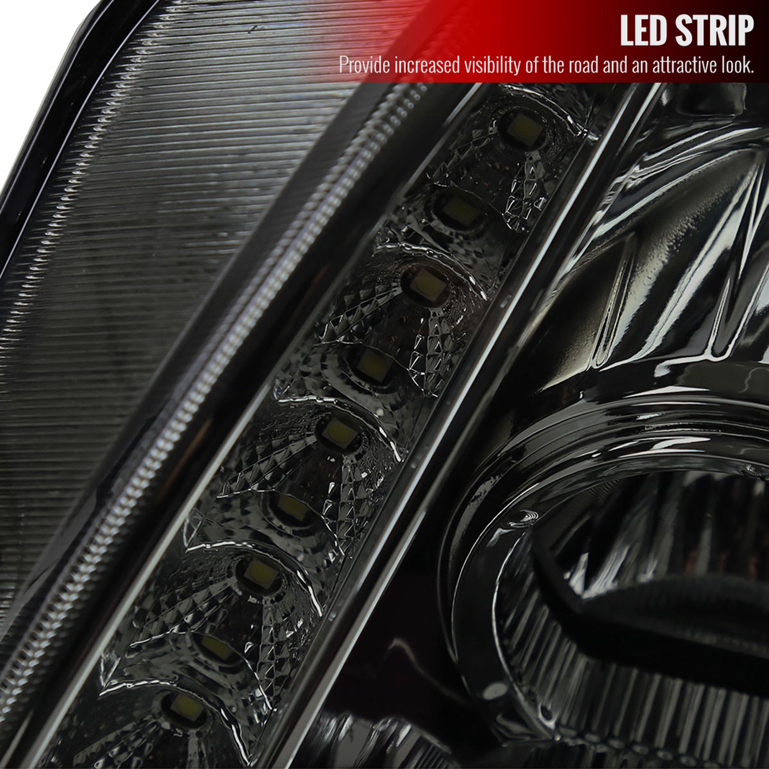 1997-2001 Honda Prelude Projector Headlights SMD LED Light Strip Chrome/Smoke