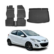 2011-2014 Mazda 2 Floor Mats & Cargo Liner Full Set All Weather Black