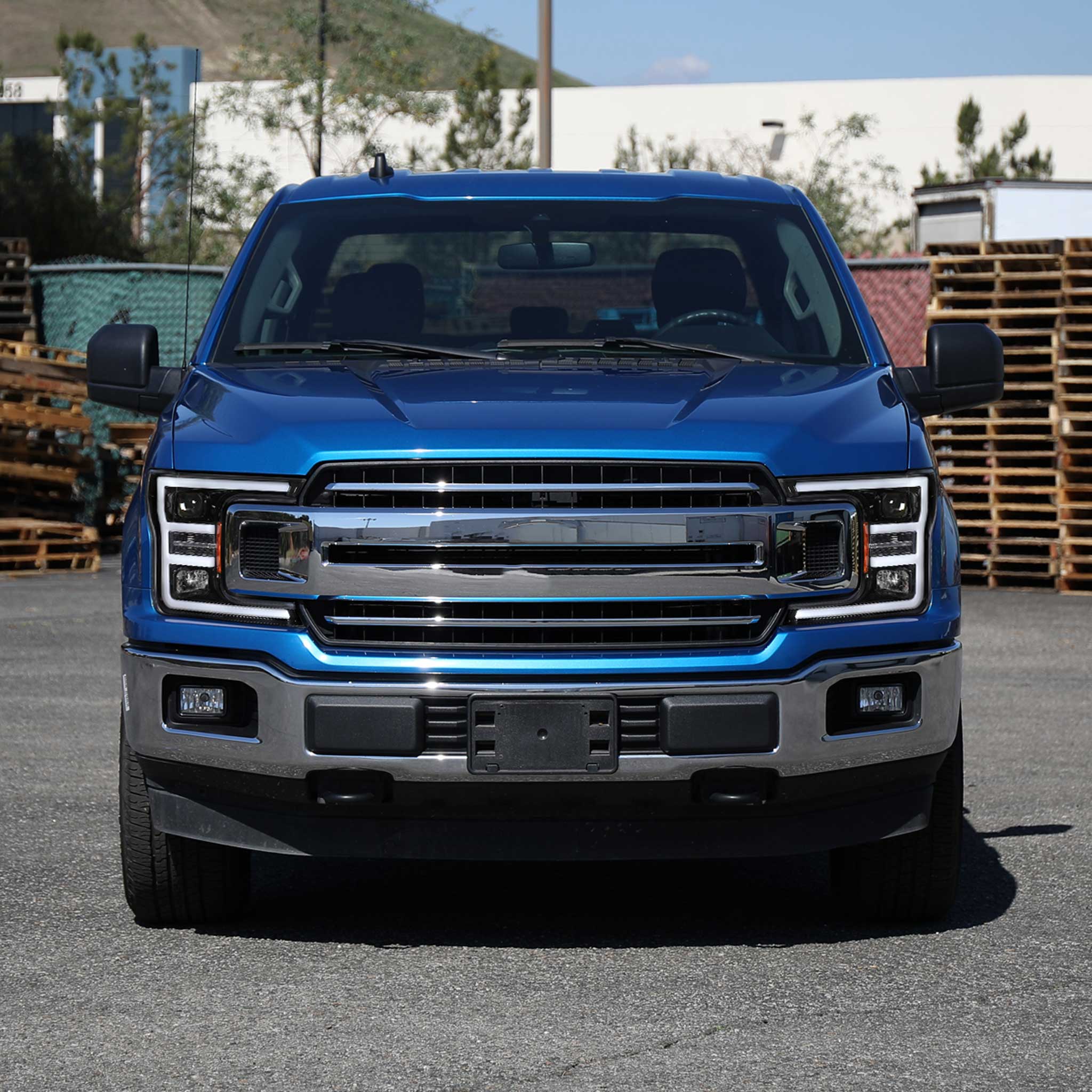 For Ford F-150 2018-2020 LED C Bar Projector Headlights Glossy Black Housing Clear Lens