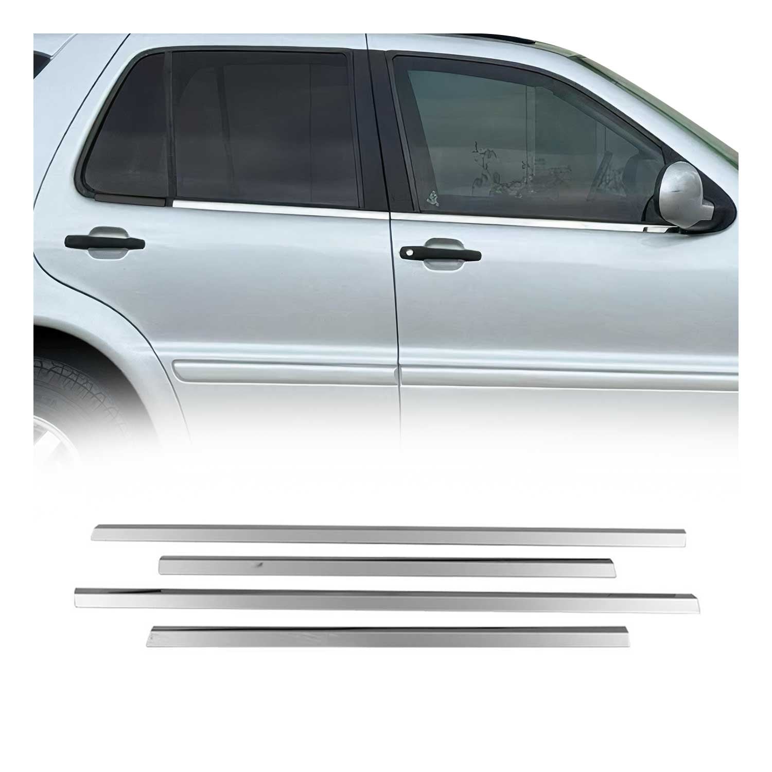 1997-2005 Mercedes M ML Class W163 Window Molding Trim Streamer S. Steel 4x