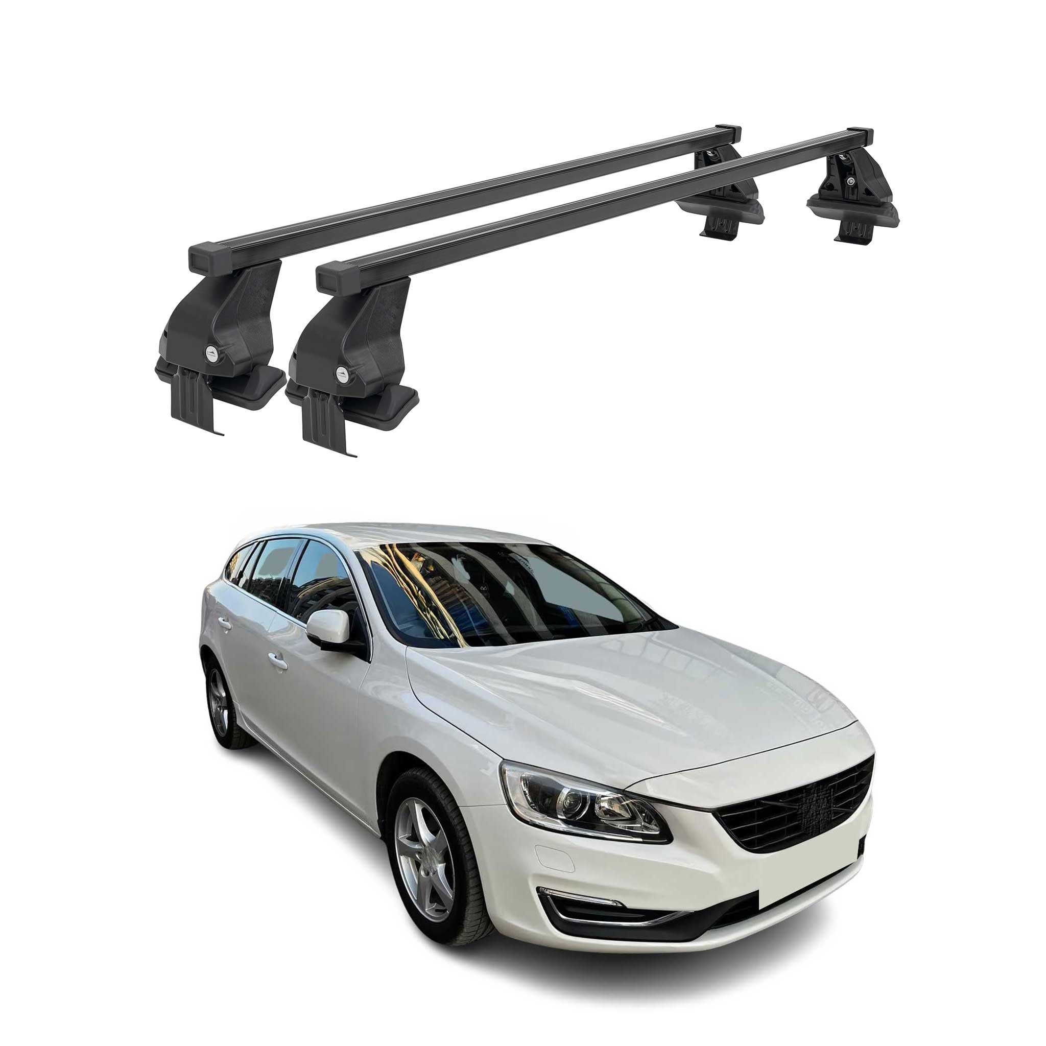 2015-2018 Volvo V60 Roof Rack Cross Bars Black