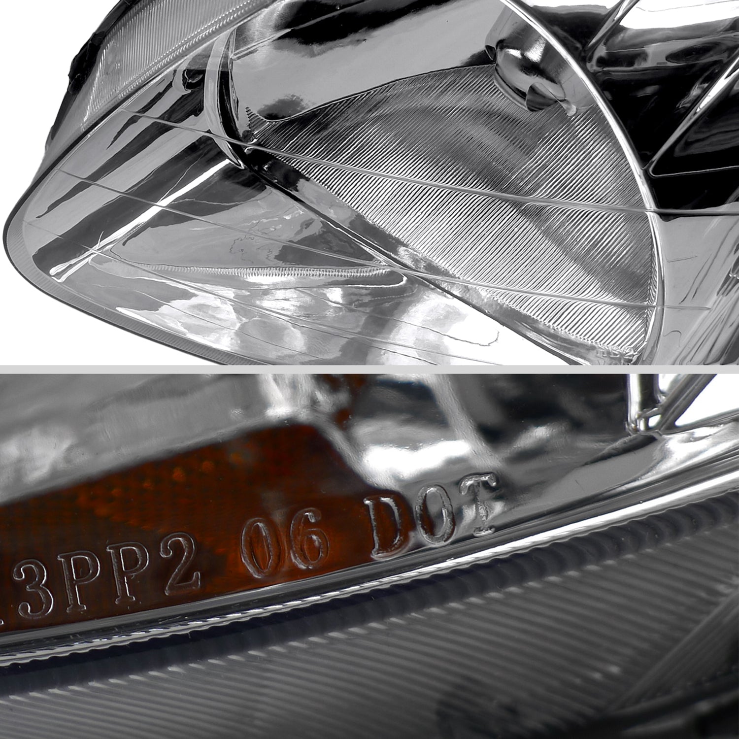 1999-2000 Honda Civic Crystal Headlights w/ Amber Reflector Chrome/Clear Lens