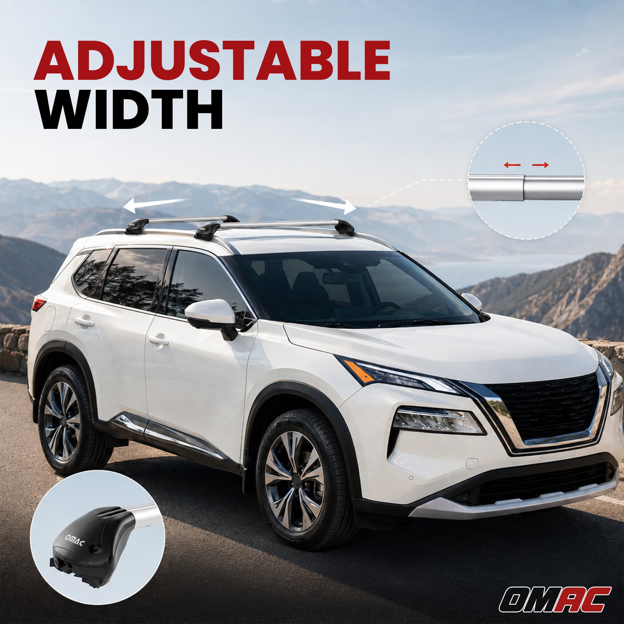 2022-2024 Mitsubishi Outlander Roof Rack Cross Bars Silver Carrier 2 Pcs