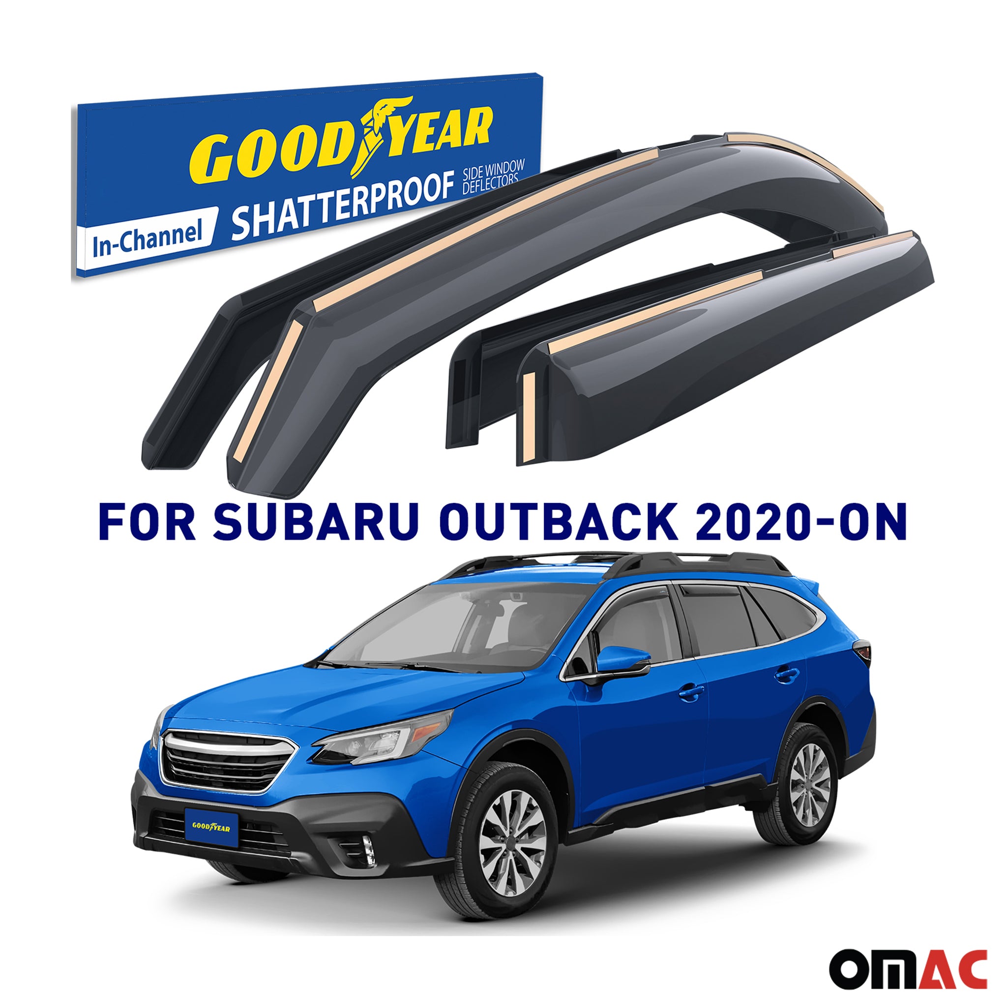 Goodyear Wind Deflectors for Subaru Outback 2020-2025 Shatterproof Smoke 4x